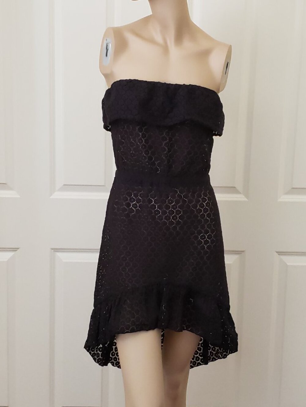 Gossip Girl Crochet Hi-Low Cover Up Dress SZ M Black